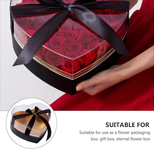 Miniatura 5 de TOYANDONA Caja de flores en forma de corazón con tapa transparente, caja de embalaje de floristería, caja de flores de regalo para arreglos de ramo