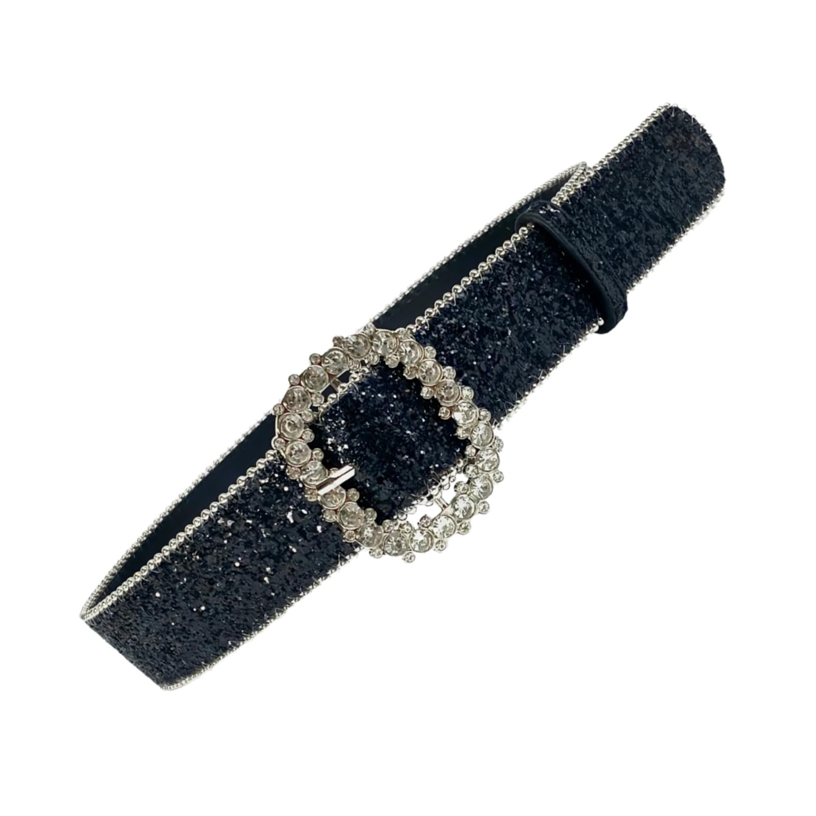 Zqxnt Shining Sequins Pin Buckle Belt For Adult Teens Girl Blingbling Rhinestones Belt Popular Waiststrap For Dresses Sweaters