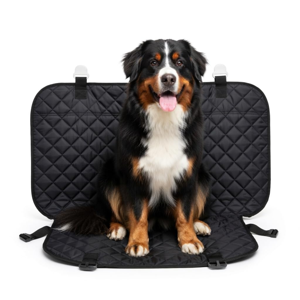 Animal House – Kit 3-1 – Autositzbezug für Hunde, wasserdichter und kratzfester Bezug – schützender Sitzbezug, mit Sicherheitsgurt und faltbarem Napf für Haustiere