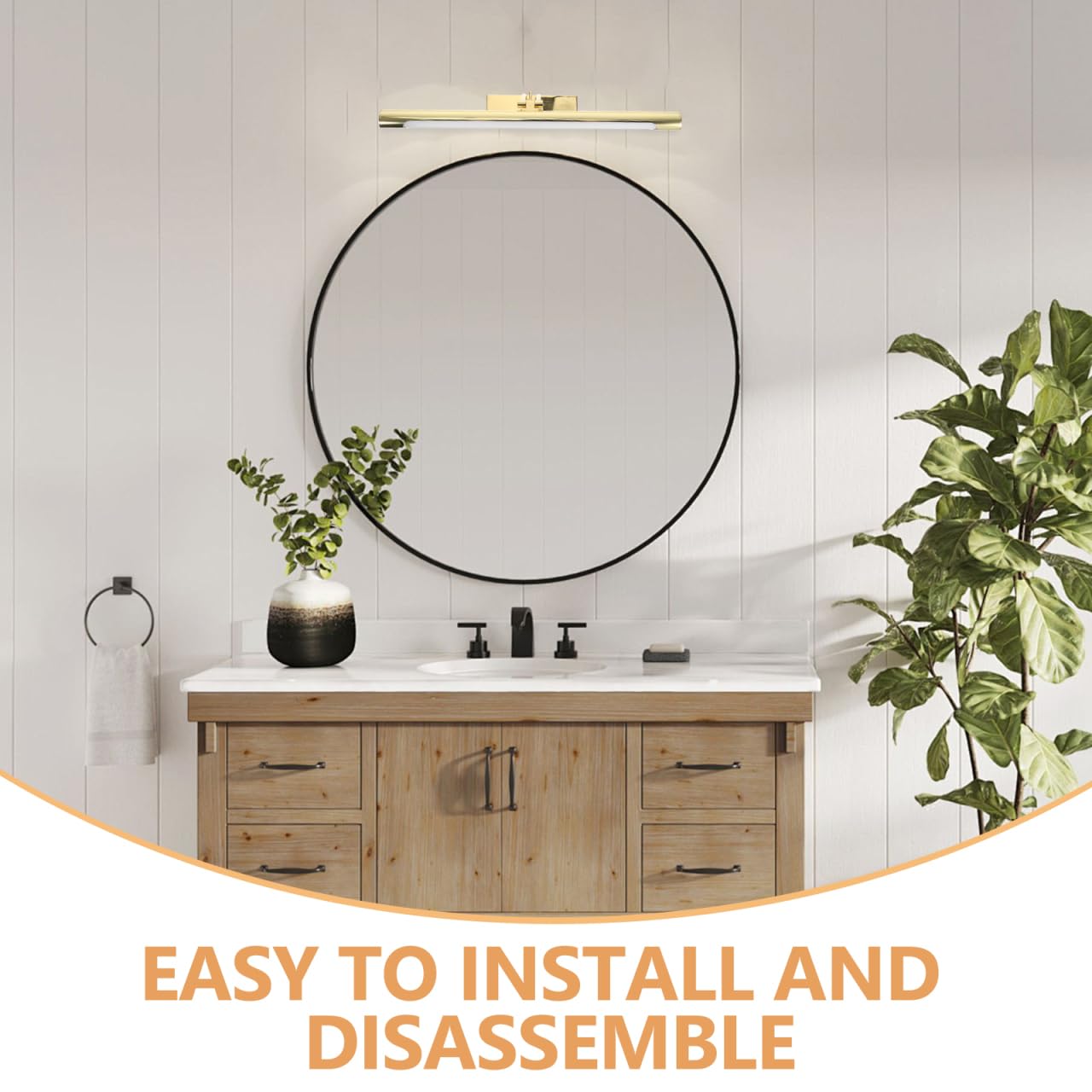DOITOOL Faro Specchio a Led 40.00X15.00X5.50Cm Lampada Da Parete Dorata Per Bagno Trucco Soggiorno Camera Da Letto Applique Per Illuminazione Specchio