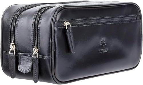 Miniatura 1 de Visconti Bolsa de lavado de cuero de la colección Monza para hombre para viajes, negro (cognac black), Bolsa de lavado