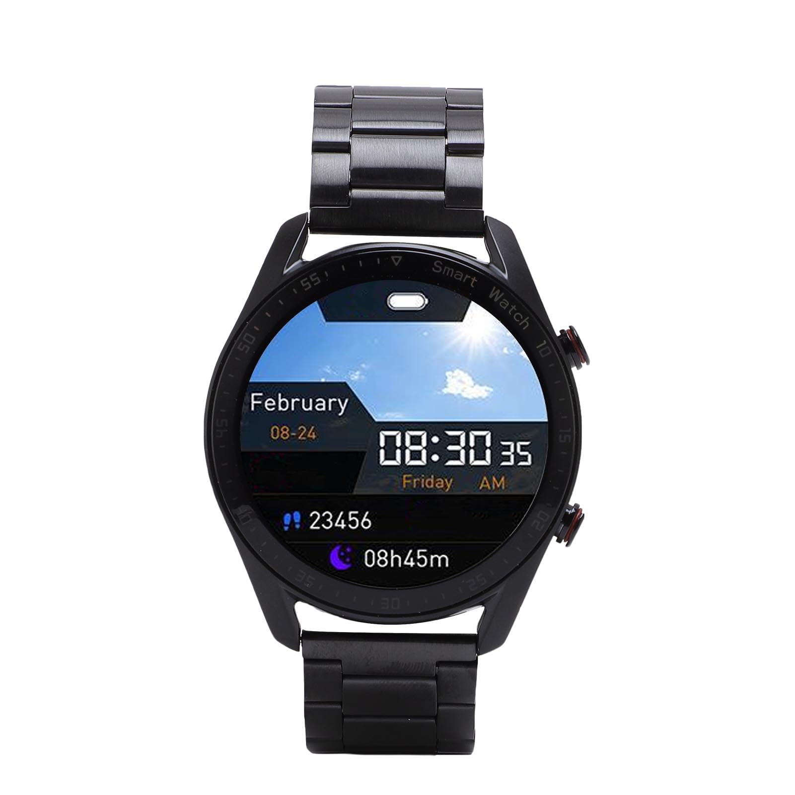 ASHATA Inteligentny Zegarek, Business Watch Professional Watch z 1.5 Cali Pełny Ekran Dotykowy 4 Twarze Zegarków BT Call Powiadomienia Fitness Tracker dla Mężczyzn Kobiety