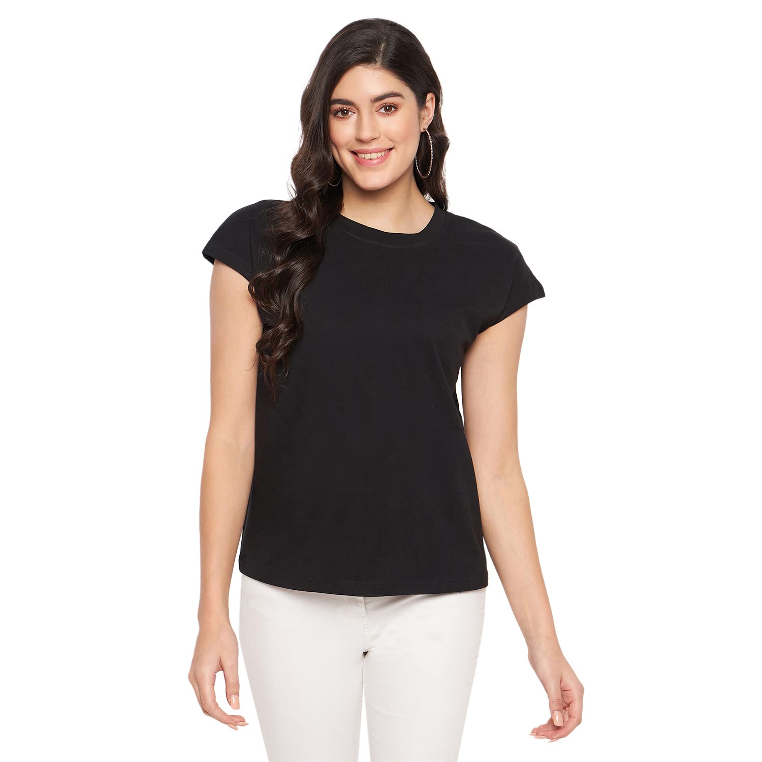 Classic Round Neck Raglan Sleeves T-Shirt in Solid Colors, Regular Length and Comfortable Fit
