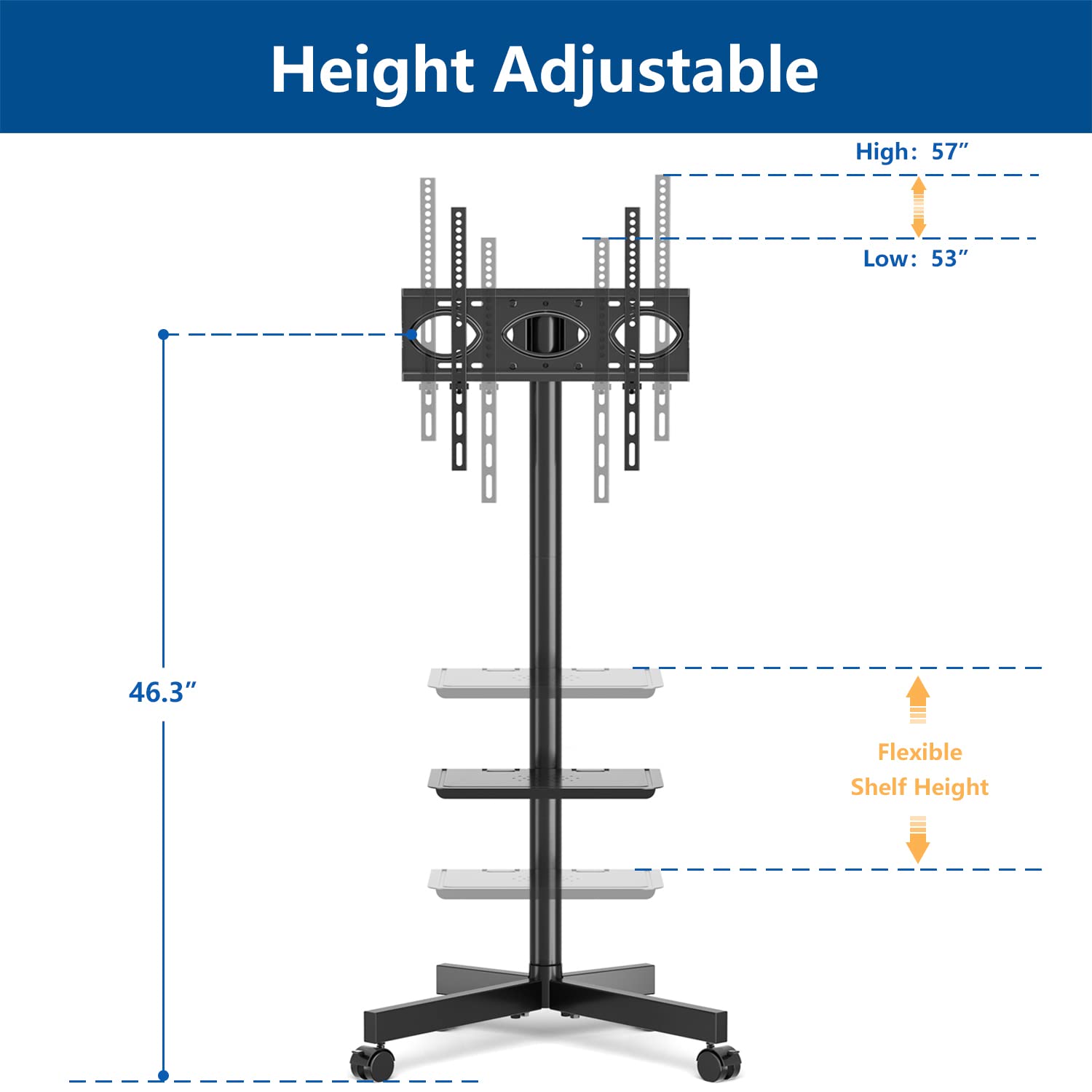 Rfiver Universal Mobile TV Cart for 2355 inch Flat Screen TVs up to