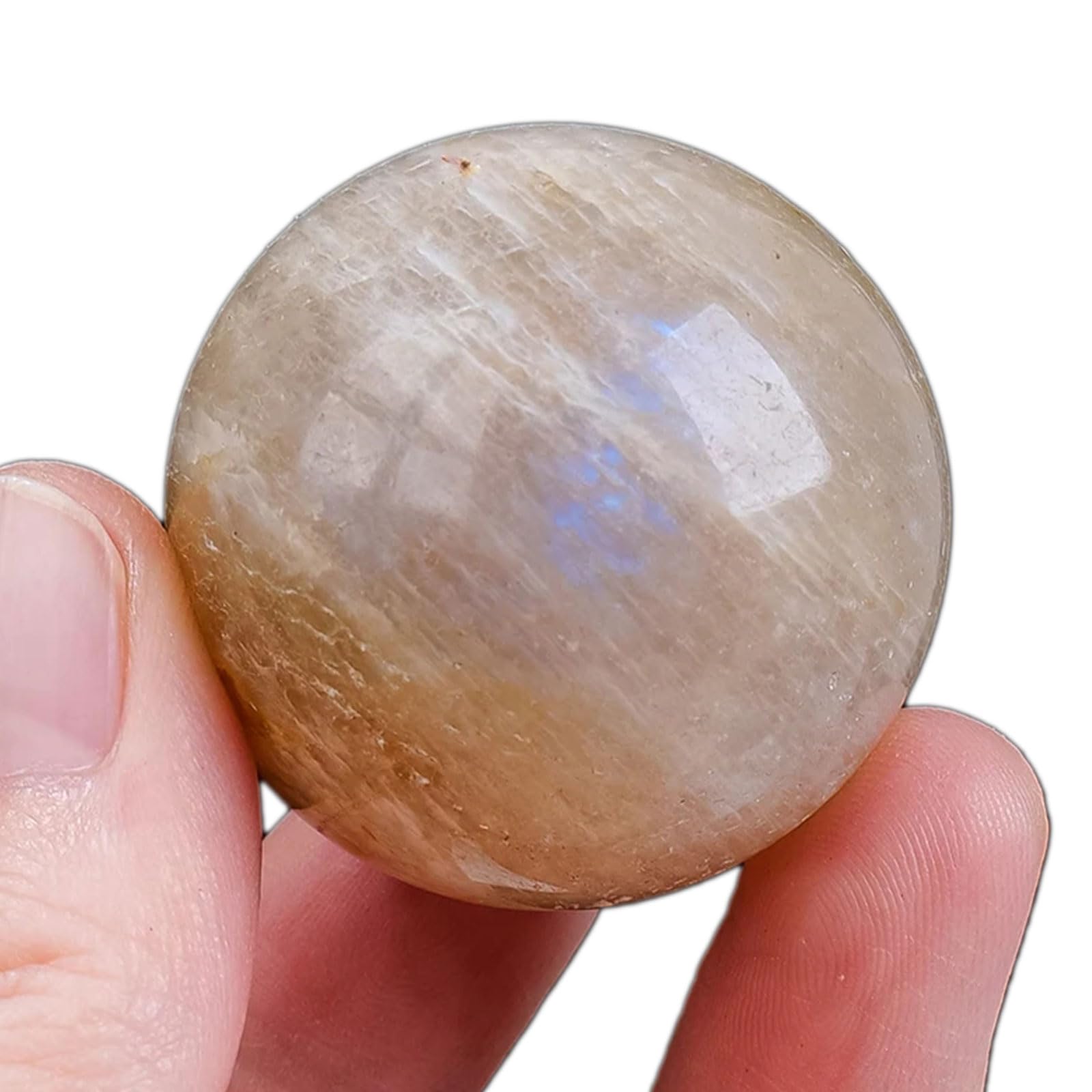 GPDNBIEU Fluorite Crystal Ball, Natural Blue Eye Moonstone Crystal Ball for Meditation Fengshui Home Decor(35~40mm)