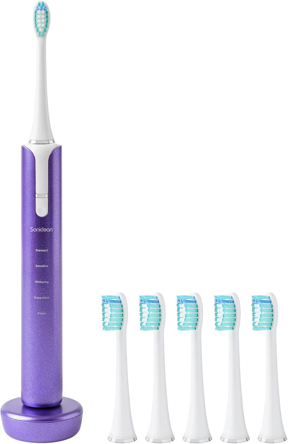 Soniclean Lux Sonic Toothbrush for Adults with 6 Toothbrush