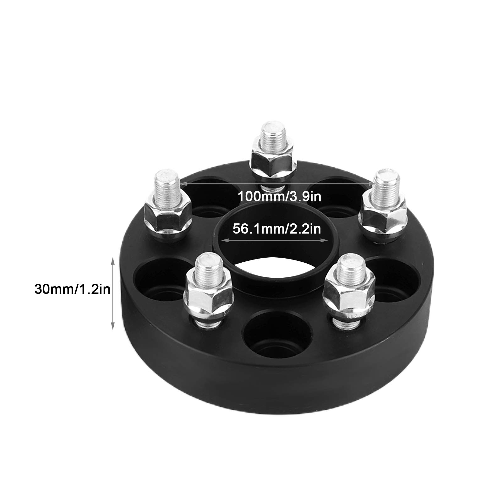 Ausla Entretoise de Roue Adaptateur de Roue centré sur Moyeu en Aluminium 30mm d'épaisseur 56.1mm Alésage M12x1.25 avec pour