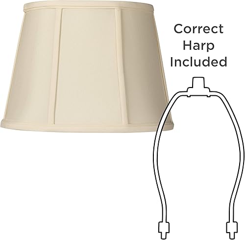 Miniatura 5 de Juego de 2 pantallas ovaladas de lámpara pellizcadas color crema, pequeñas de 9 pulgadas de ancho x 6.5 pulgadas de profundidad en la parte superior