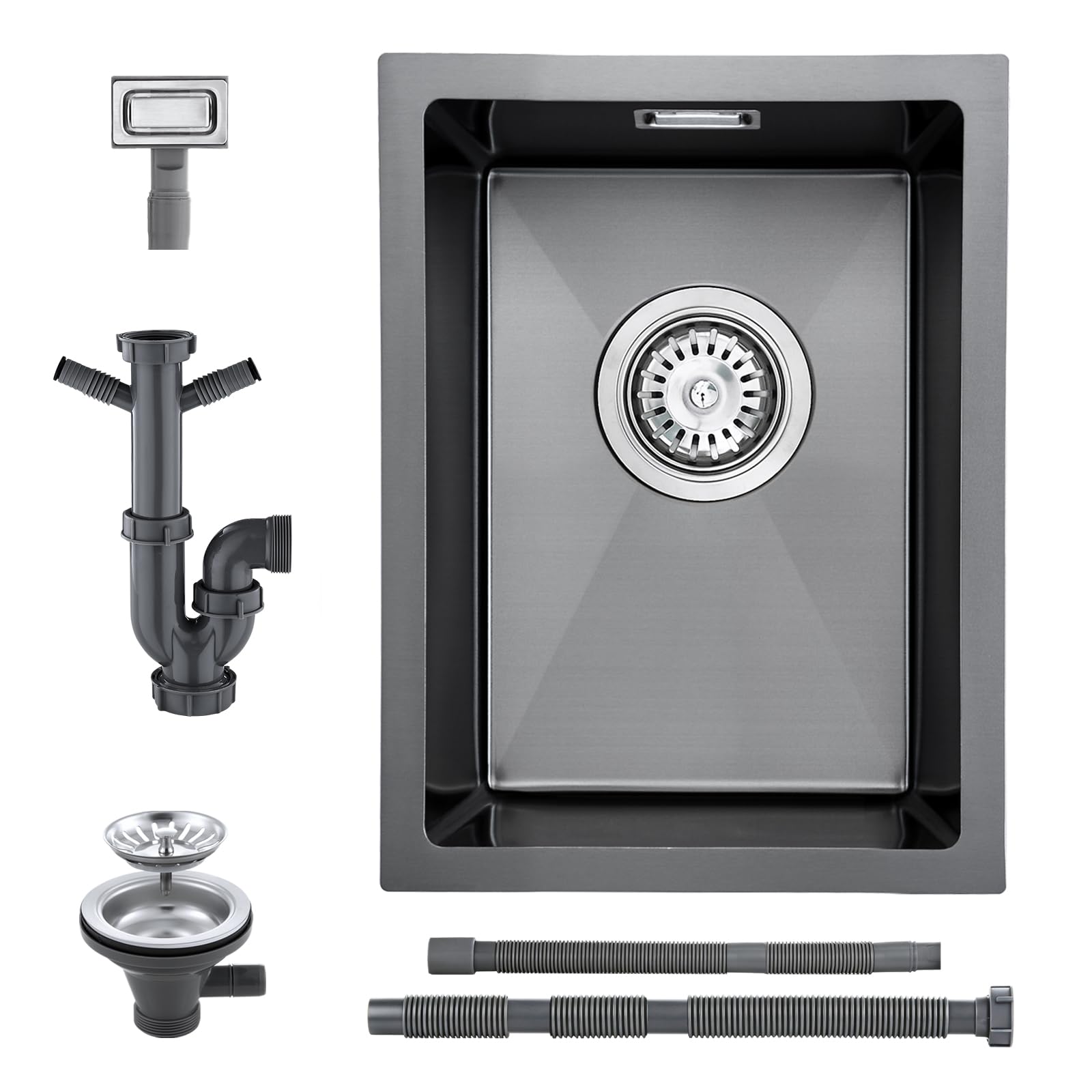 KEOKBON Stainless Steel Kitchen Sink 30 x 40 cm, Nano Anthracite