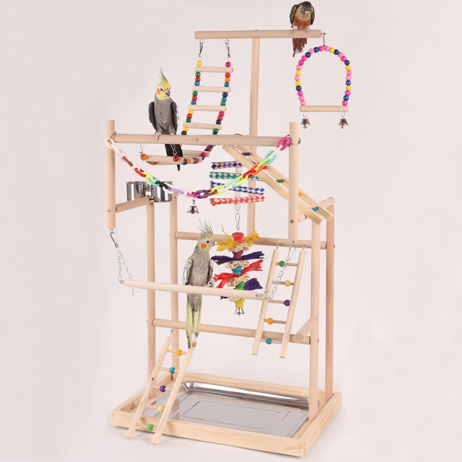 Parco giochi per pappagalli con struttura solida per parrocchetti, calopsitte e parrocchetti ondulati, per godersi il tempo di gioco in modo robusto e