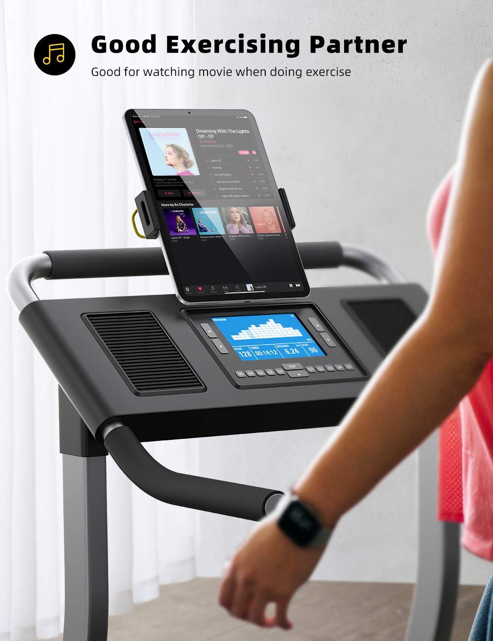 Support Tablette Pour Tapis Roulant & Vélo - Acrylique Transparent, Réglable (16x18x6.3 Cm) - Pour Lire, Regarder Vidéos Pendant Le Sport