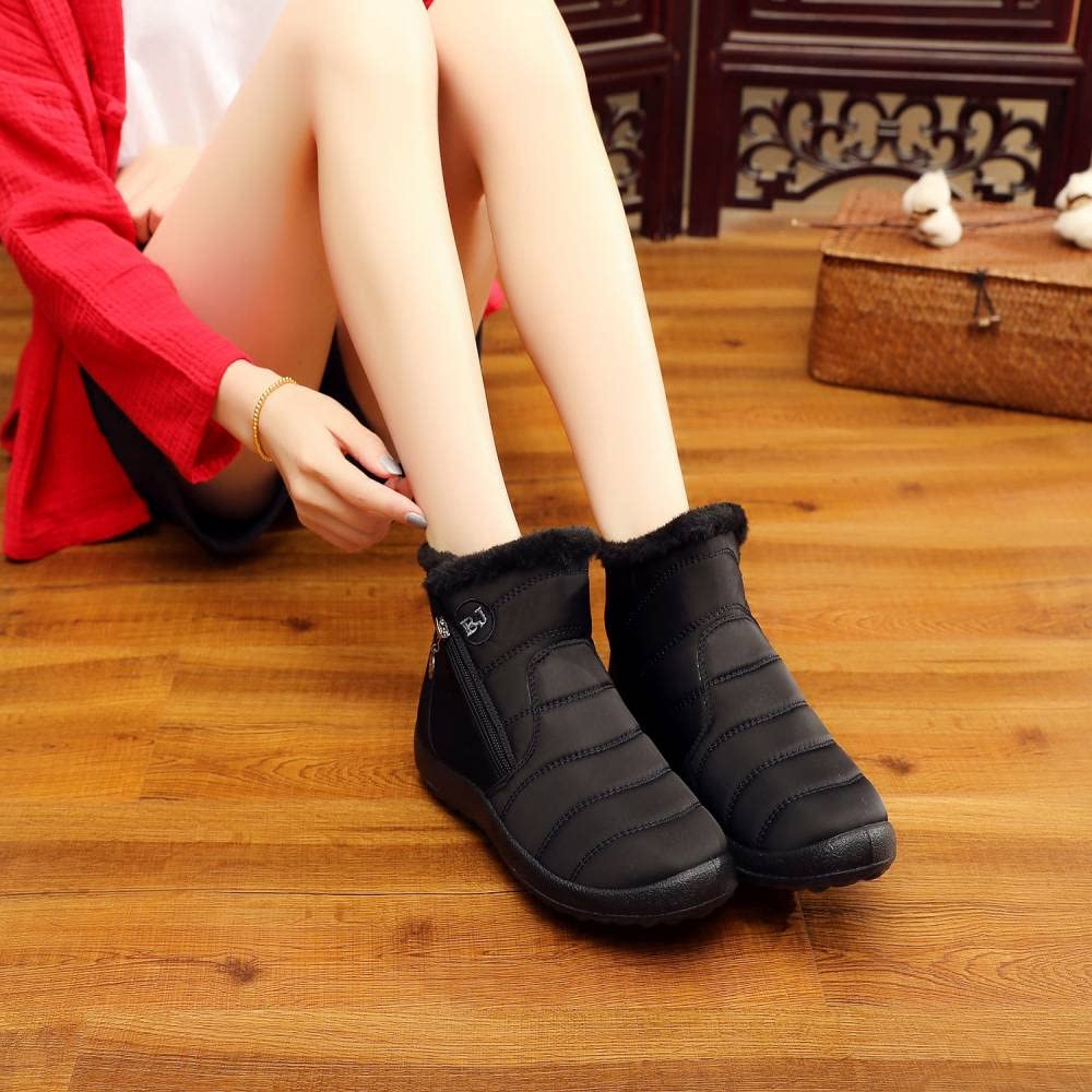 Boojoy Bottes d'hiver chaudes à enfiler pour homme et femme (43, Noir-a)