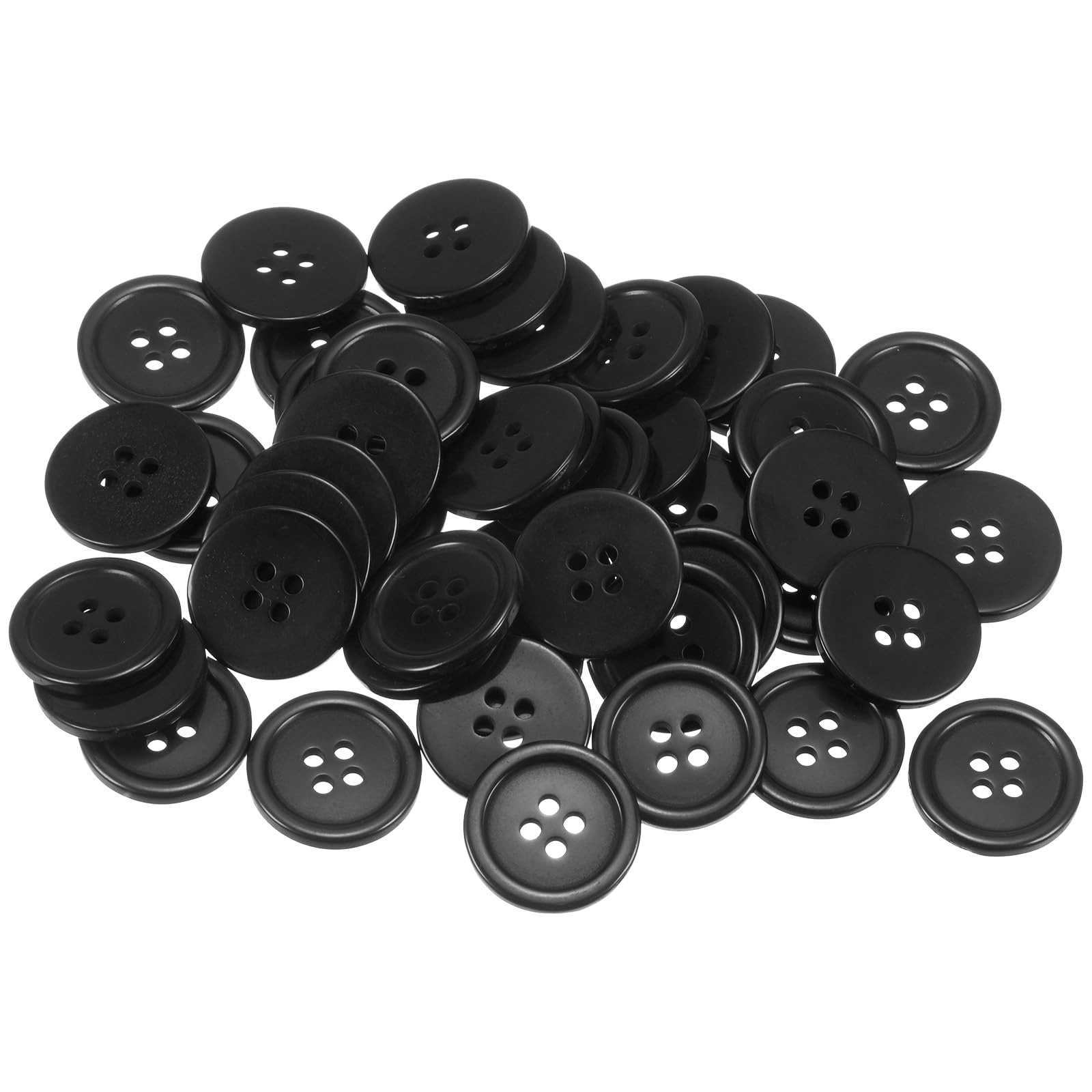 HARFINGTON 80pcs 32L Sewing Buttons 3/4"(20mm) Resin Round Flat 4-Hole Craft Buttons for Sewing Clothing and DIY, Black