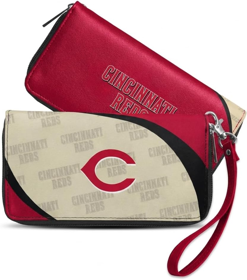 Littlearth MLB Cincinnati Reds Curve Zip Organizer Wallet, Wristlet and Wallet in One, Team Color, 8 x 4 x 1 Inches