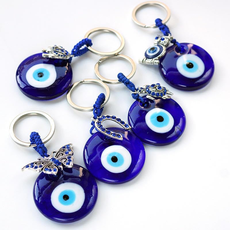 SPHINX Evil Eye Keychain Pack of 3 | Blue Nazar Key Ring, Lucky Protection Keychain for Car, Bike, House Keys, Handbags, Backpacks, Wallets & Purse Accessories (Any 3 pcs)