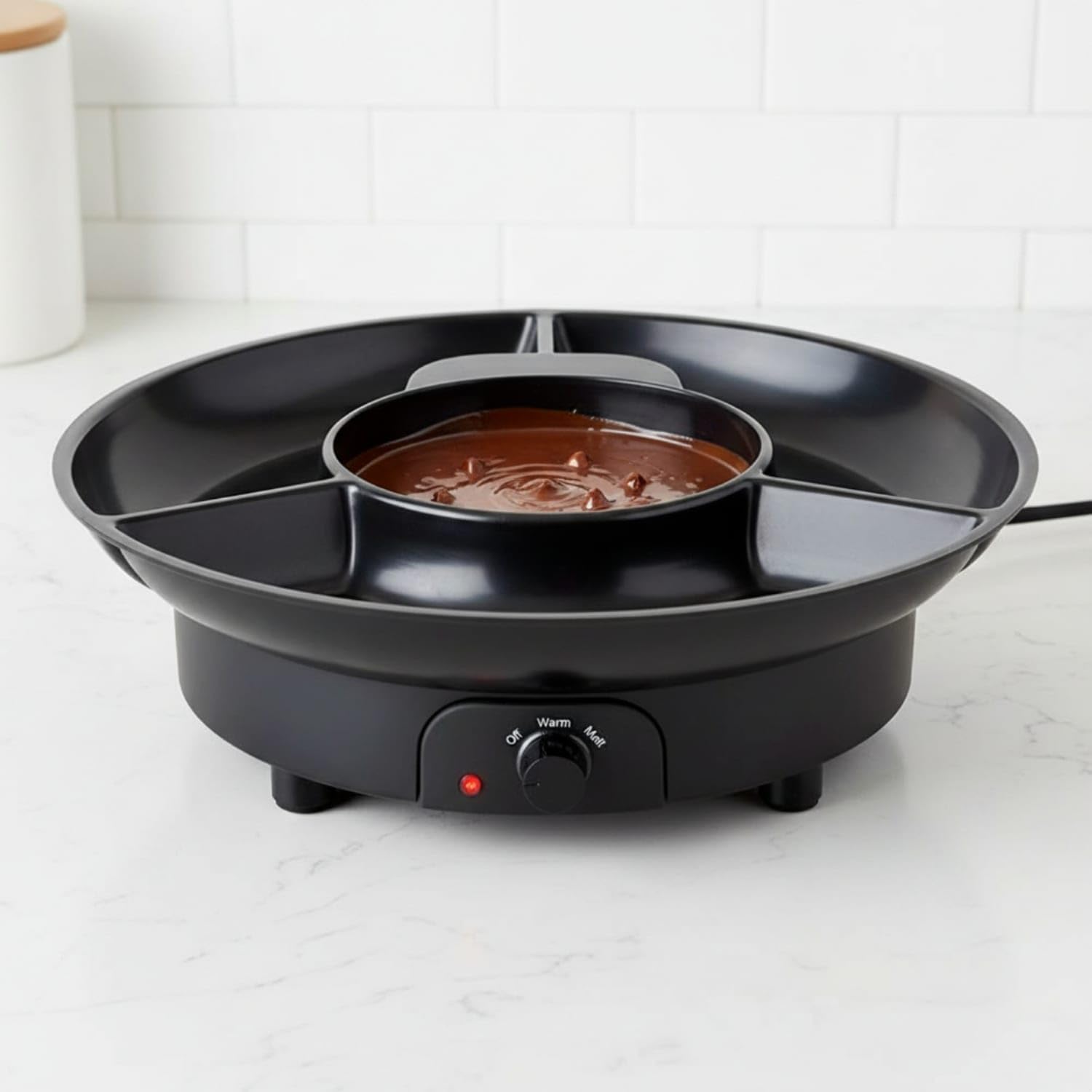 electric chocolate melting pot tabletop chocolate melter two-wayvoltage fondue pot with tray high-temperature resistant for hosts, families, parties, dessert tables, black, us plug f-612
