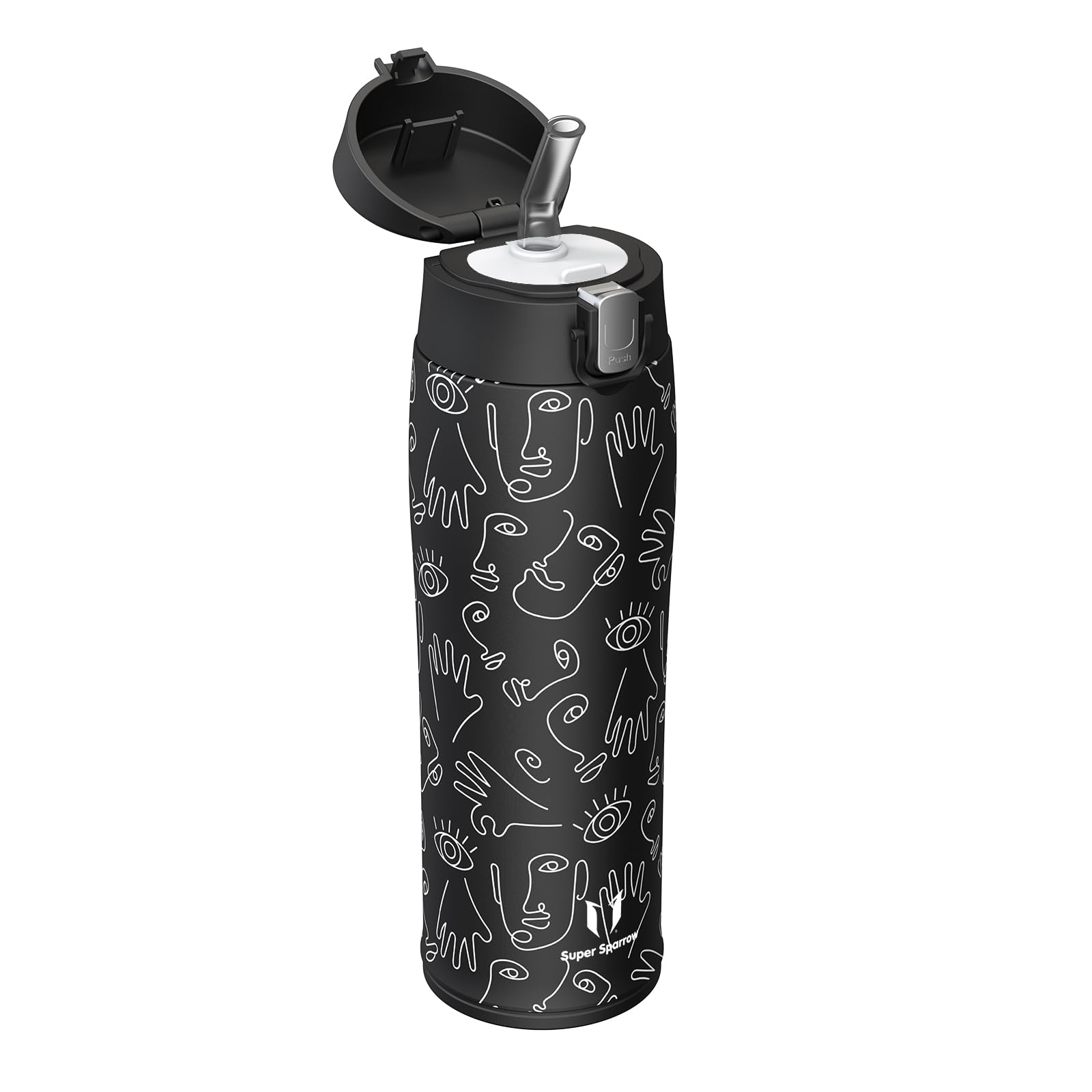 Super Sparrow Borraccia Termica Cannuccia, Borraccia in Acciaio Inox - 350ml, 500ml, 750ml, 950ml - Senza BPA Tazza Borracce Termiche, Bottiglia Termica per Bambini, Scuola, Sportiva