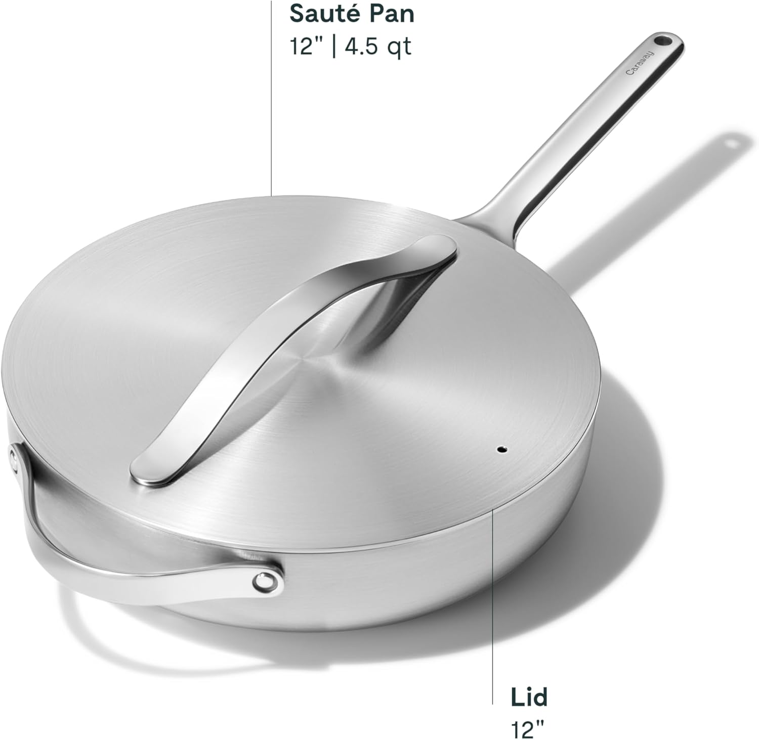 Caraway Stainless Steel Sauté Pan (4.5 Qt) - 5-Ply Stainless Steel - Oven Safe & Stovetop Agnostic - Non Toxic, PTFE & PFOA Free - Image 3