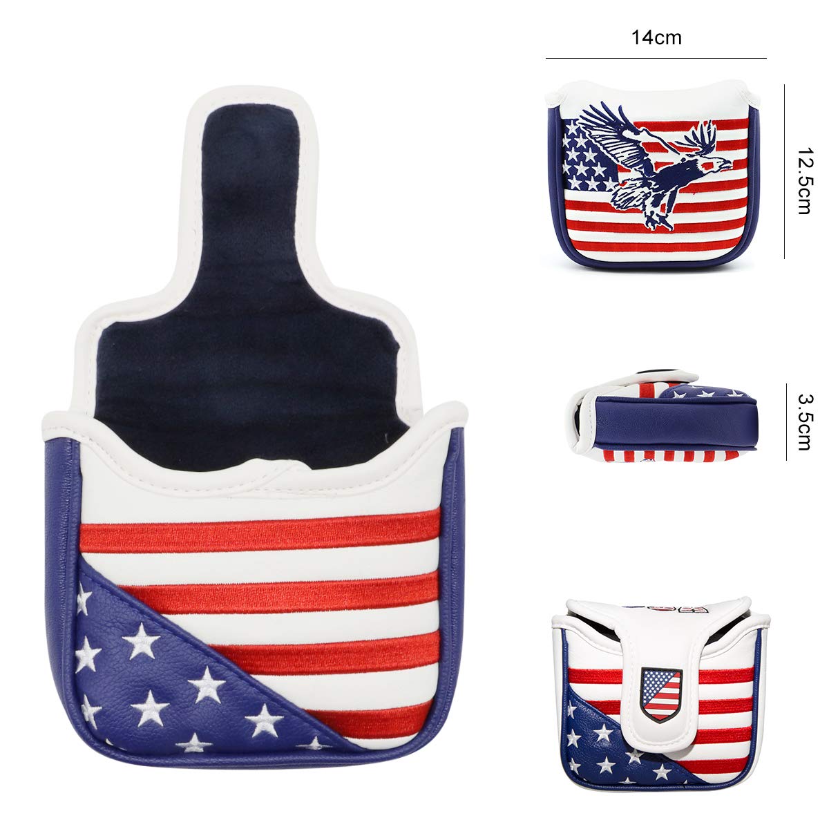 Funda para putter de golf de Estados Unidos con cierre magnético, fundas de cuero para palos de golf para la mayoría de marcas