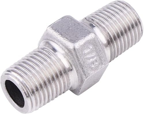Miniatura 3 de Pezón hexagonal macho de 18 pulgadas NPT  Acero inoxidable 304 roscado para kit de preparación, aplicación de tubería casera (paquete de 5)