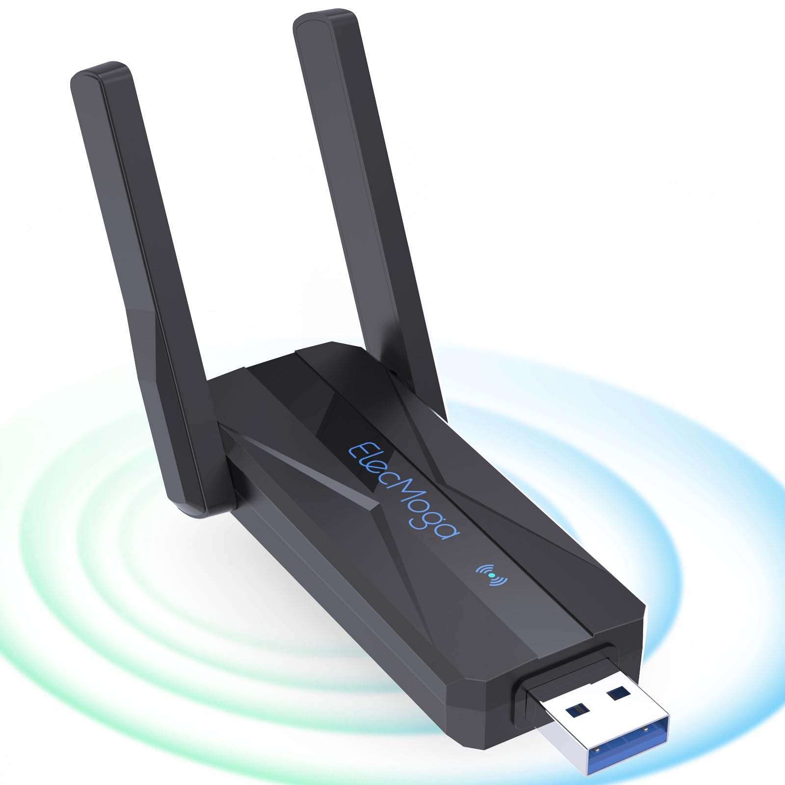 ElecMoga Clé WiFi Puissante AC1300 Mbps, USB 3.0 WiFi USB 5dBi 2.4GHz/5GHz Double Bande Antenne WiFi, Adaptateur WiFi pour PC/Laptop/Desktop/Tablet, Compatible avec Windows 11/10/8/7/XP, Mac OS X