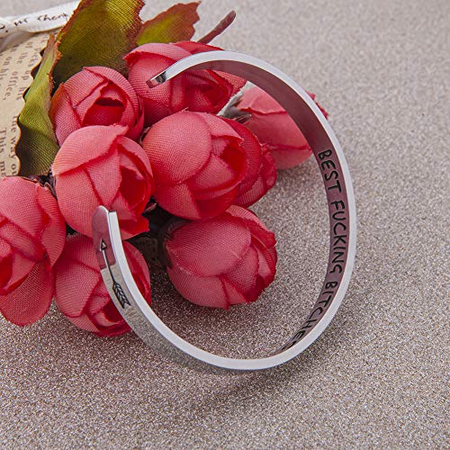 Best Friend Bracelets for Teen Girls Friendship Cuff Bangle Funny Birthday Gifts Ideas for BFF Sisters Bridesmaid Jewelry for Women Her Female Christmas Wedding Anniversary Engraved Secret Message - Image 4