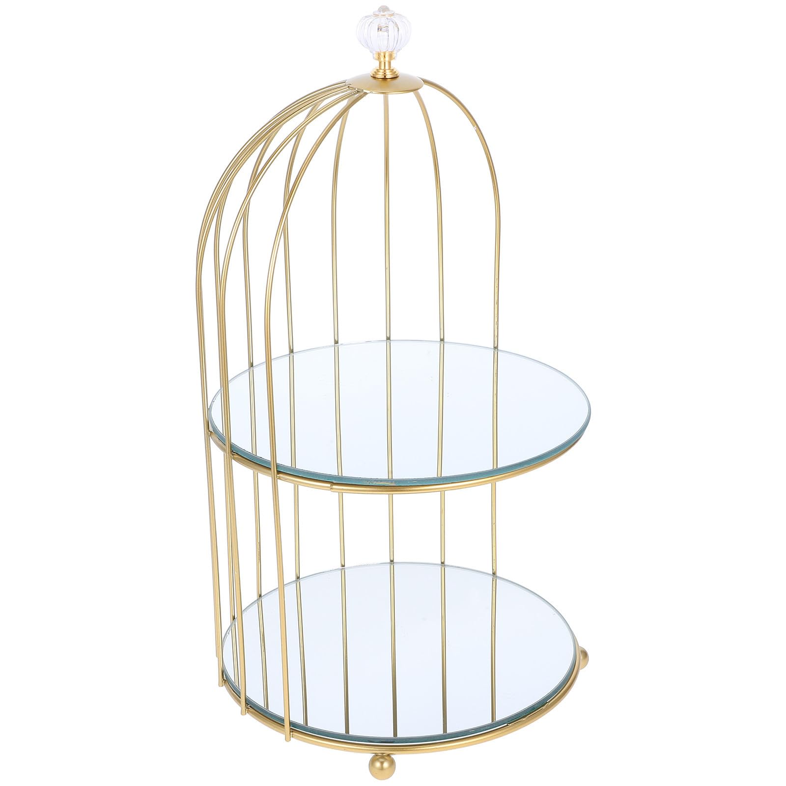 STOBAZA Expositor de Pasteles Jaula Pájaro Escalonado de Hierro Dorado