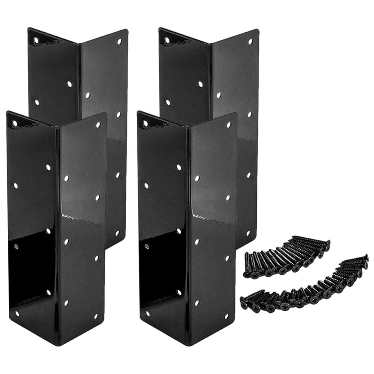 Juego de 4 Soporte de Esquina de Jardín, Acero Negro