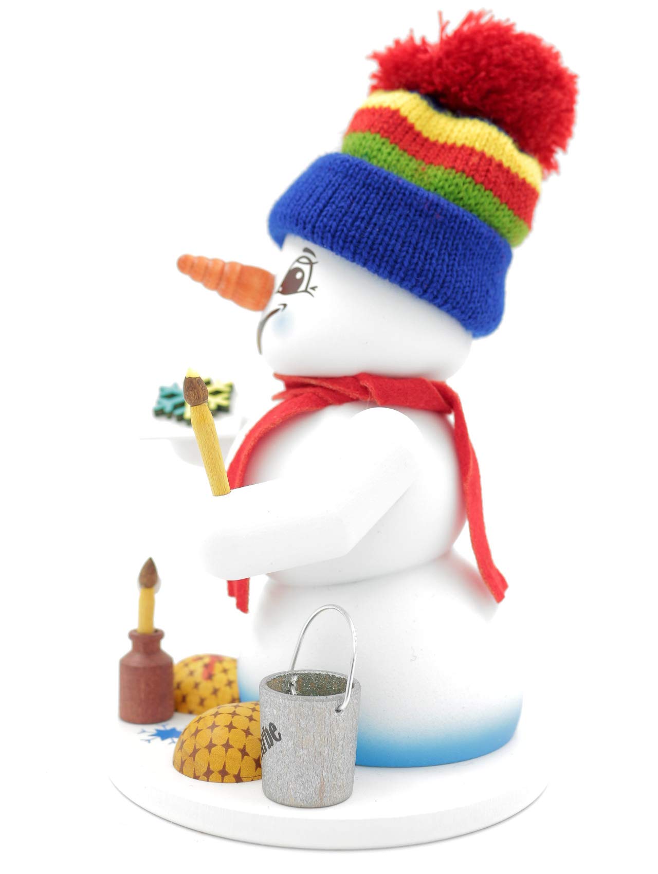 Kuhnert - Erzgebirgische Holzkunst Räuchermann Räucherfigur Schneemann 19cm - Maler
