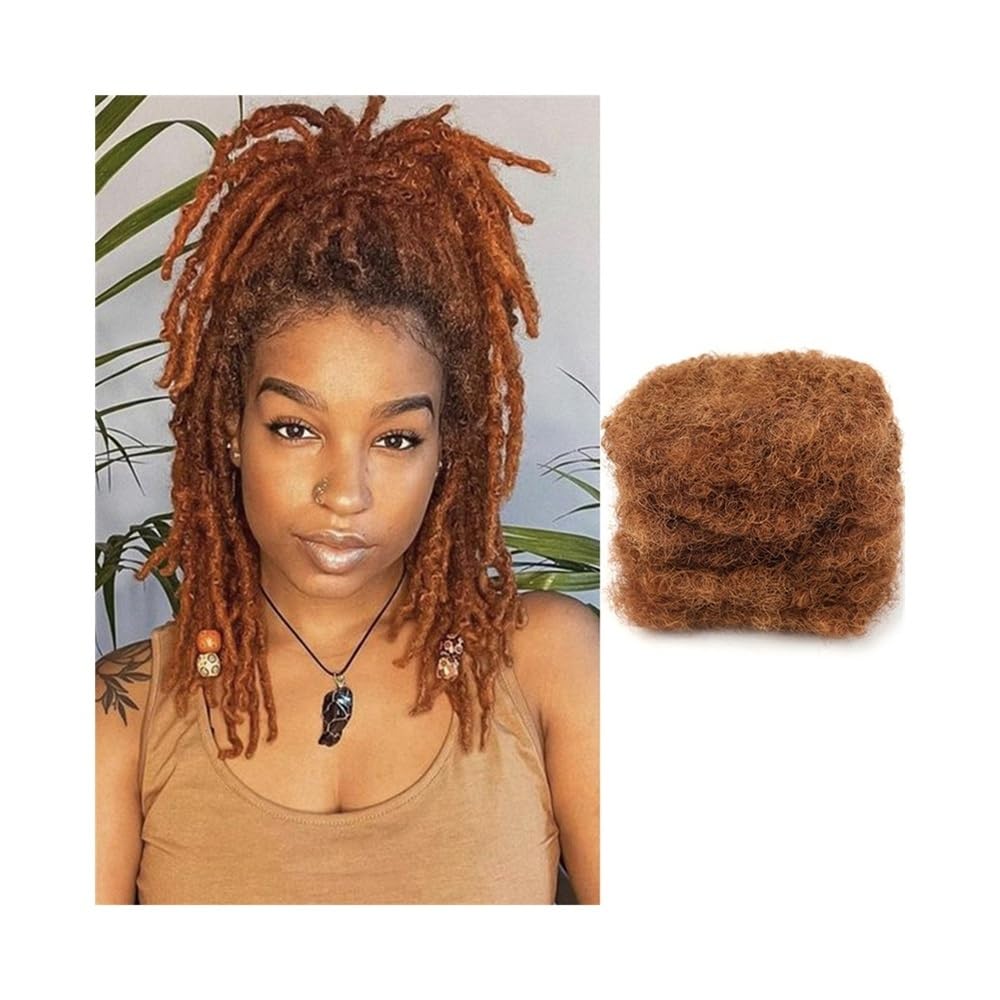 Splatanie włosów Afro Kinkys Bulk Human Hair #30 Auburn Reggae Dirty Braids Brazylijskie Naturalne Włosy Szydełkowe Dredy Kobieta(6inches)