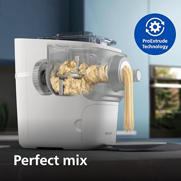 ماكينة صنع المعكرونة من سلسلة Philips 7000، تقنية ProExtrude 150 وات، 8 أقراص، تقنية الخلط المثالية، تحضير ما يصل إلى 8 أجزاء، تطبيق HomeID، أبيض، (HR2660/03)