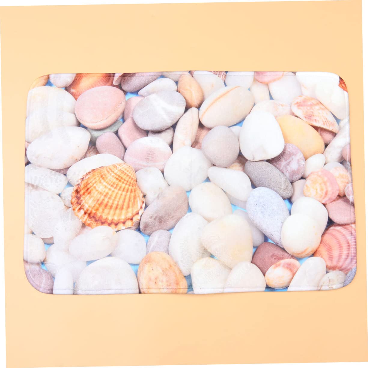 HOOTNEE Beach Theme Non- Floor Mat for Bathroom Kitchen Living Room Machine Washable Breathable Material Stones Shells Design Bedroom Door Mat