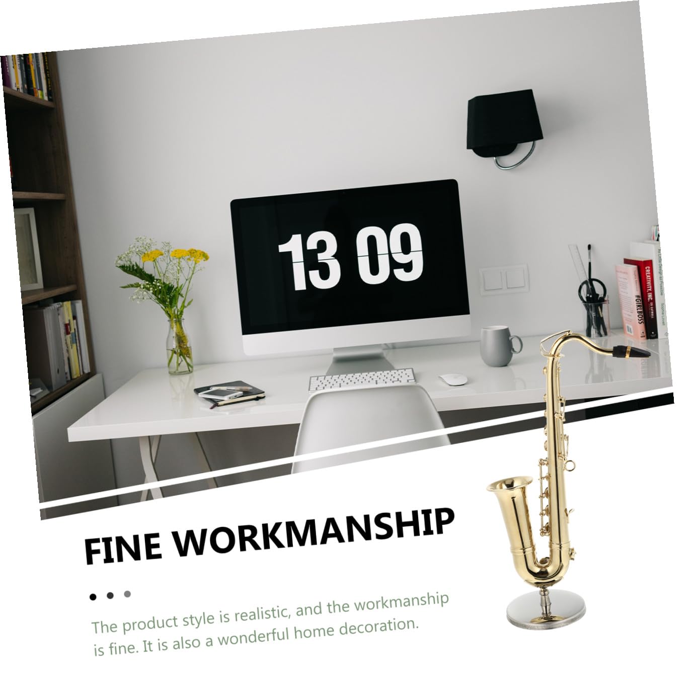 BESPORTBLE Adorno Mini Saxofón Tenor Dorado con Soporte y Estuche, 1 Juego