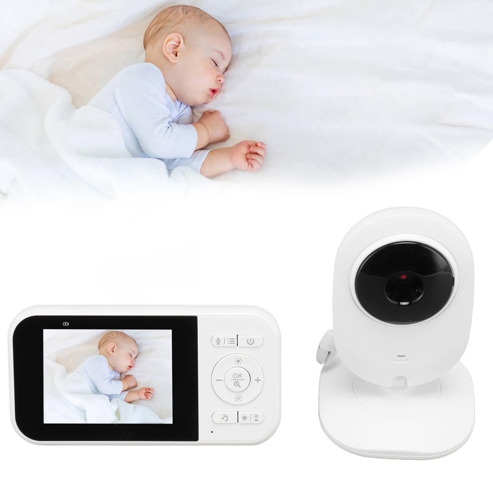 SEAFRONT Babyphone 1080p HD Vision Nocturne Écran 2,5 Pouces à Deux Voies avec caméra Audio Fonctionne Toute la Nuit