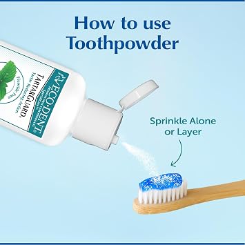 Eco-Dent TartarGuard Baking Soda Toothpowder - Enzyme Cleaning Action for Tartar Control, SLS-Free, Fluoride-Free Toothpaste Alternative, Fresh Mint Tooth Powder, 2 Oz (Pack of 2)
