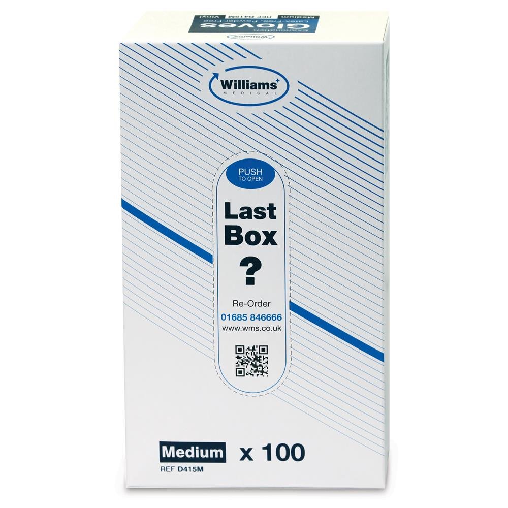 WMS Synthetic Powder-Free, Latex-Free Gloves x 100 (Medium)