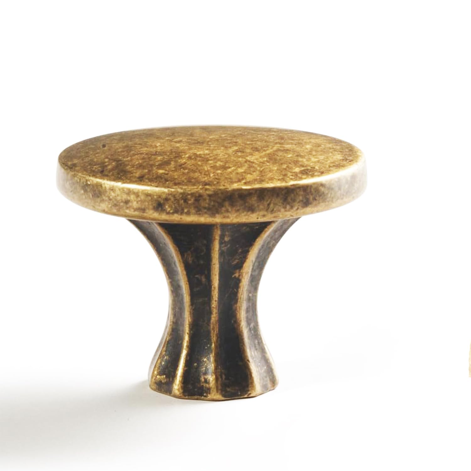 Goo-Ki Antique Brass Cabinet Knobs Zinc Alloy Vintage Brass Drawer Knob, 6 Pack Single Hole Drawer Pulls Dresser Handle for Kitchen Furniture Hardware