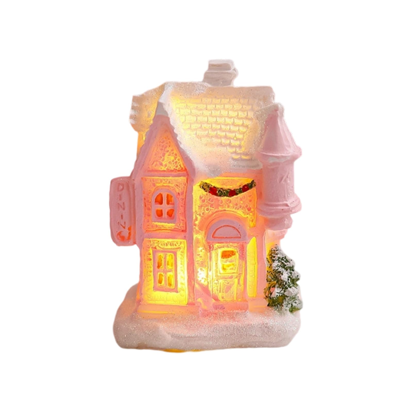 APGLSXY Artistic Resin Holiday House Decorations Festival Cottage Ornament with Detailed Engraving and LED Lights Resin Christmas Decoration