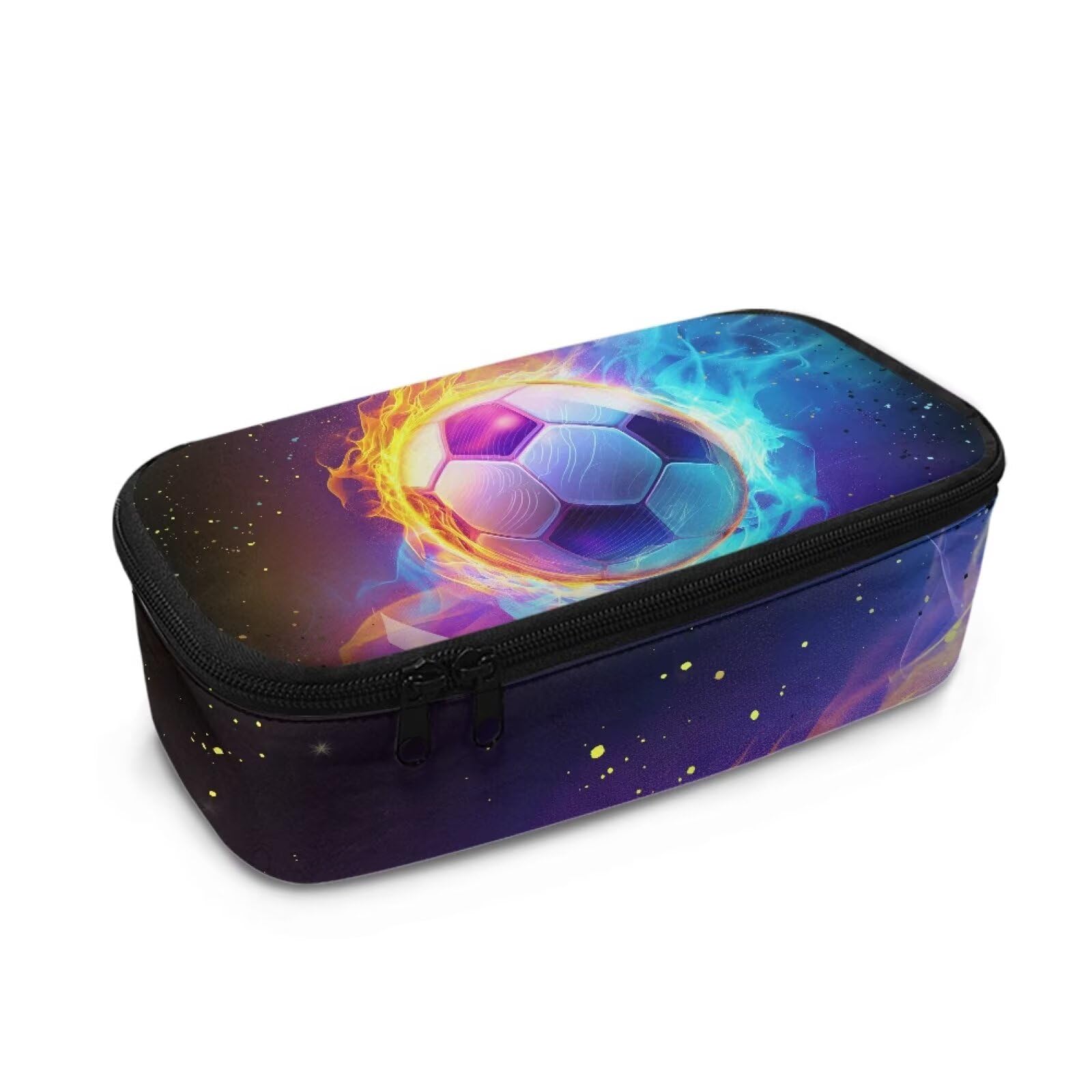 Renewold Soccer Big Capacity Pencil Case Office Stationery Organizer Aesthetic Pen Pouch Portable Handle Multifunctional Capacity Bag Pouch for Girls Boys Kids