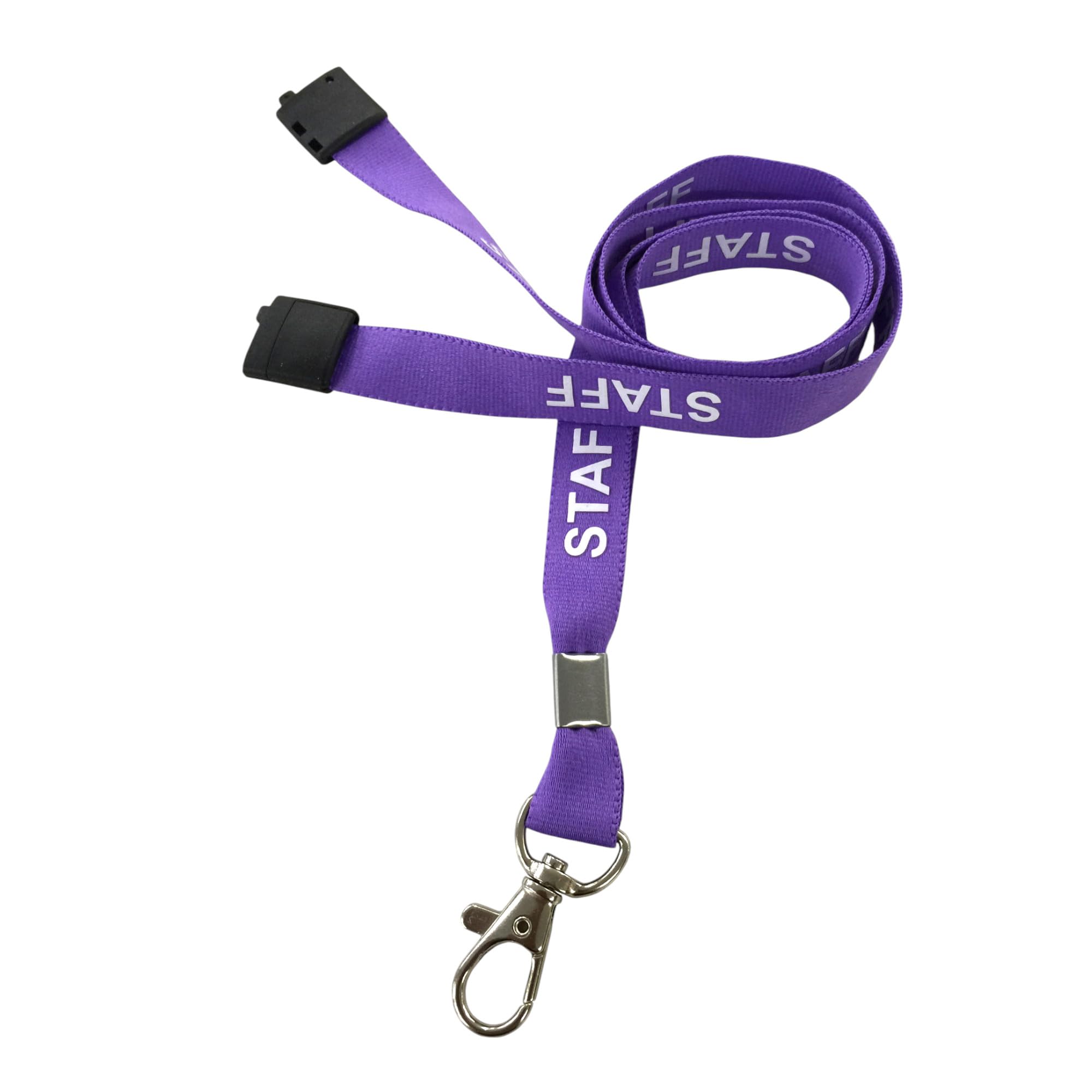 Customcard Ltd Purple Staff Lanyard with Safety Break & Metal Clip - 45cm Drop, 15mm Width - Comfortable & Durable Staff Lanyards for Office, School & Events - Professional Purple Design (Pack of 50)