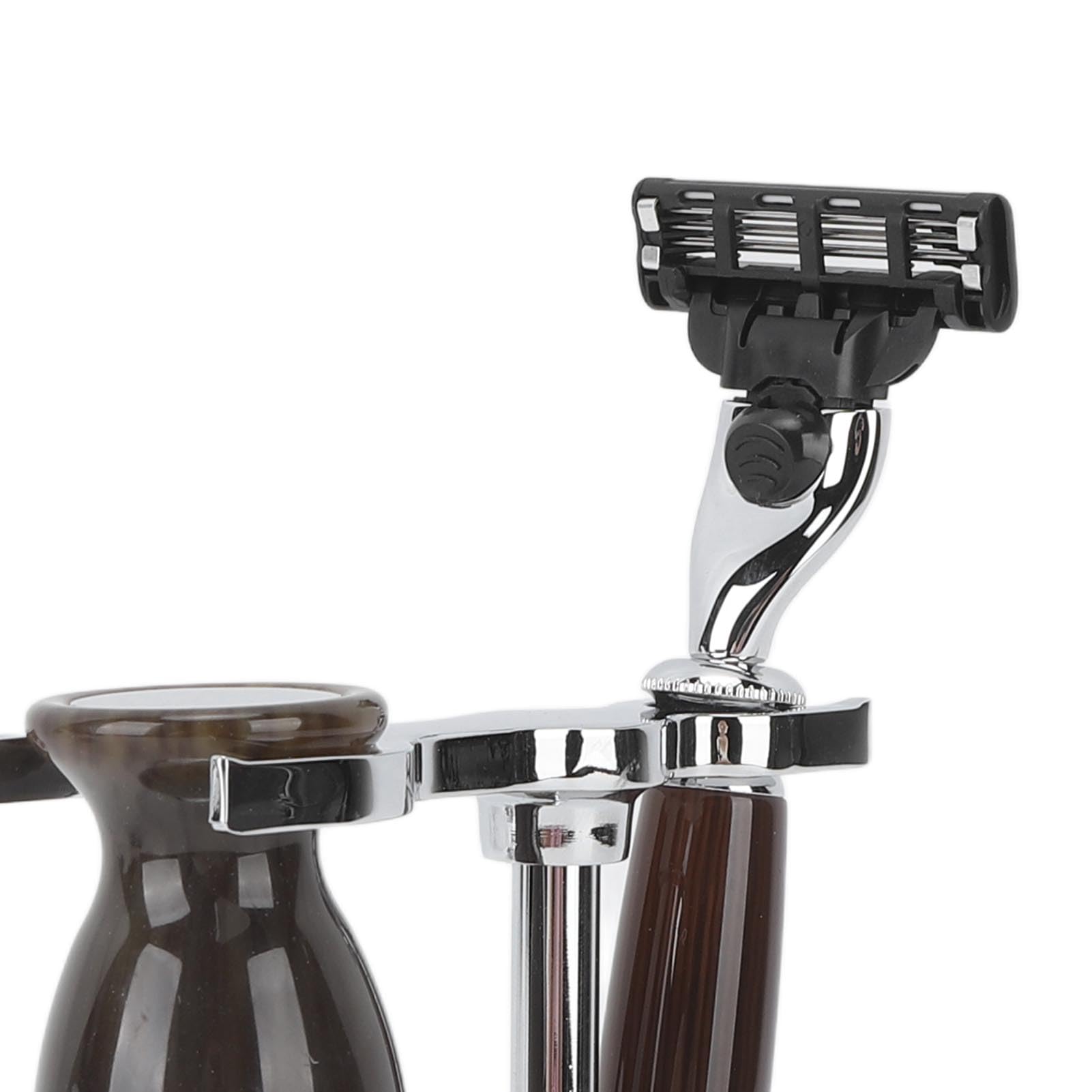 FILFEEL Kit de Rasage Vintage pour Hommes, Ensemble de Rasage avec Support en Alliage et Bol à Savon pour Humide, Rangement des Brosses à Barbe