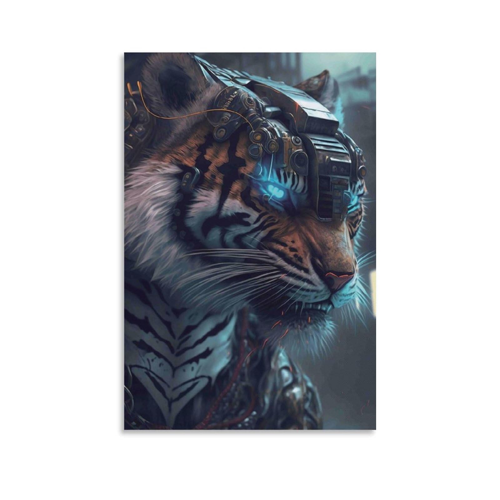 DHBANEIOK Cyber Tiger Warrior Wall Decor Poster Giclee Canvas Prints Modern Wall Art Picture Wall Hanging for Bedroom Living Room Decor 16x24inch(40x60cm)