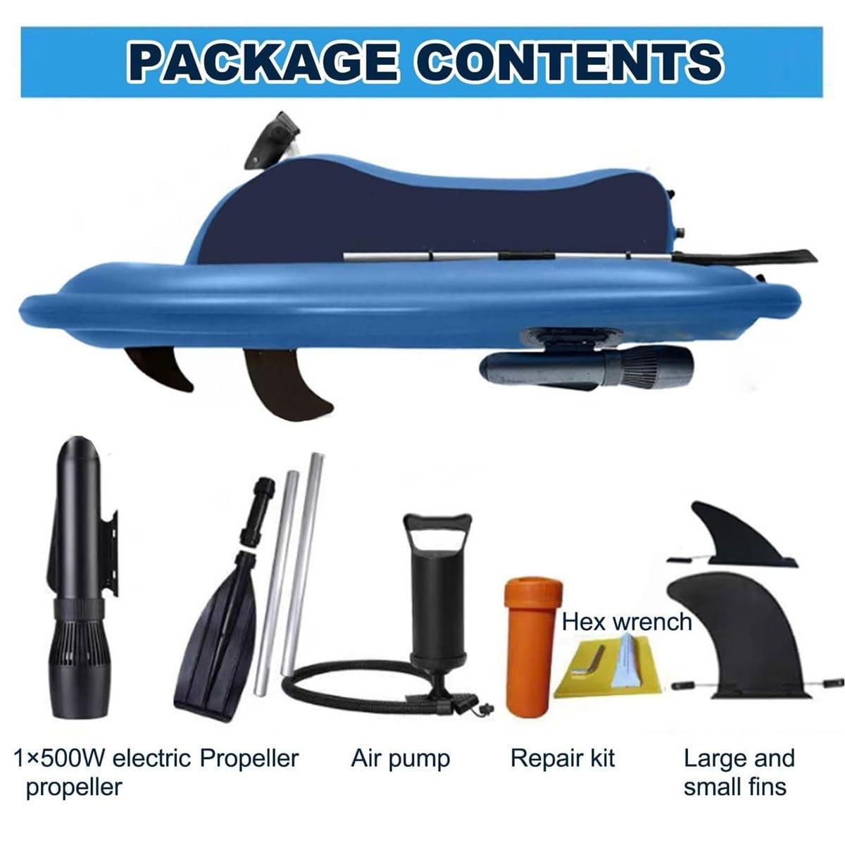 Trottinette électrique sous-marine gonflable - Moteur de 500 W - Batterie 10000 mAh - Vitesse de 2 à 6 km/h - Autonomie de 30 à 60 min - Idéal pour piscine, lac, océan