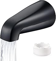Fosenlion Universal Matte Black Tub Spout - Fast-Fill No-Leak Metal Replacement Fits 1/2" IPS & 3/4" Thread Pipes, Easy Install Adapter