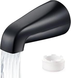 Fosenlion Universal Matte Black Tub Spout - Fast-Fill No-Leak Metal Replacement Fits 1/2" IPS & 3/4" Thread Pipes, Easy Install Adapter