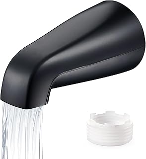 Universal Bathtub Faucet Replacement Tub Spout –– Fast-Fill, No-Leak Metal Faucet, Easy Installation, Fits 1/2" IPS & 3/4" IPS Thread Pipes, Includes Adapter (Matte Black)
