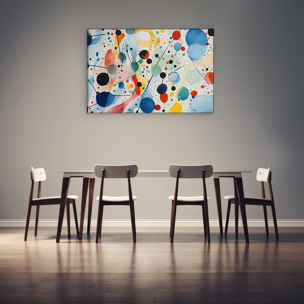 Canvas for Living room. Vibrant Vivacity: Exploring the Dynamic Abstract World of Dots and Lines, 27 x 18 inch Canvas Wall Art - Contemporary Masterpieces - Modern Home Decor - 69x46 cm (27x18 inch)