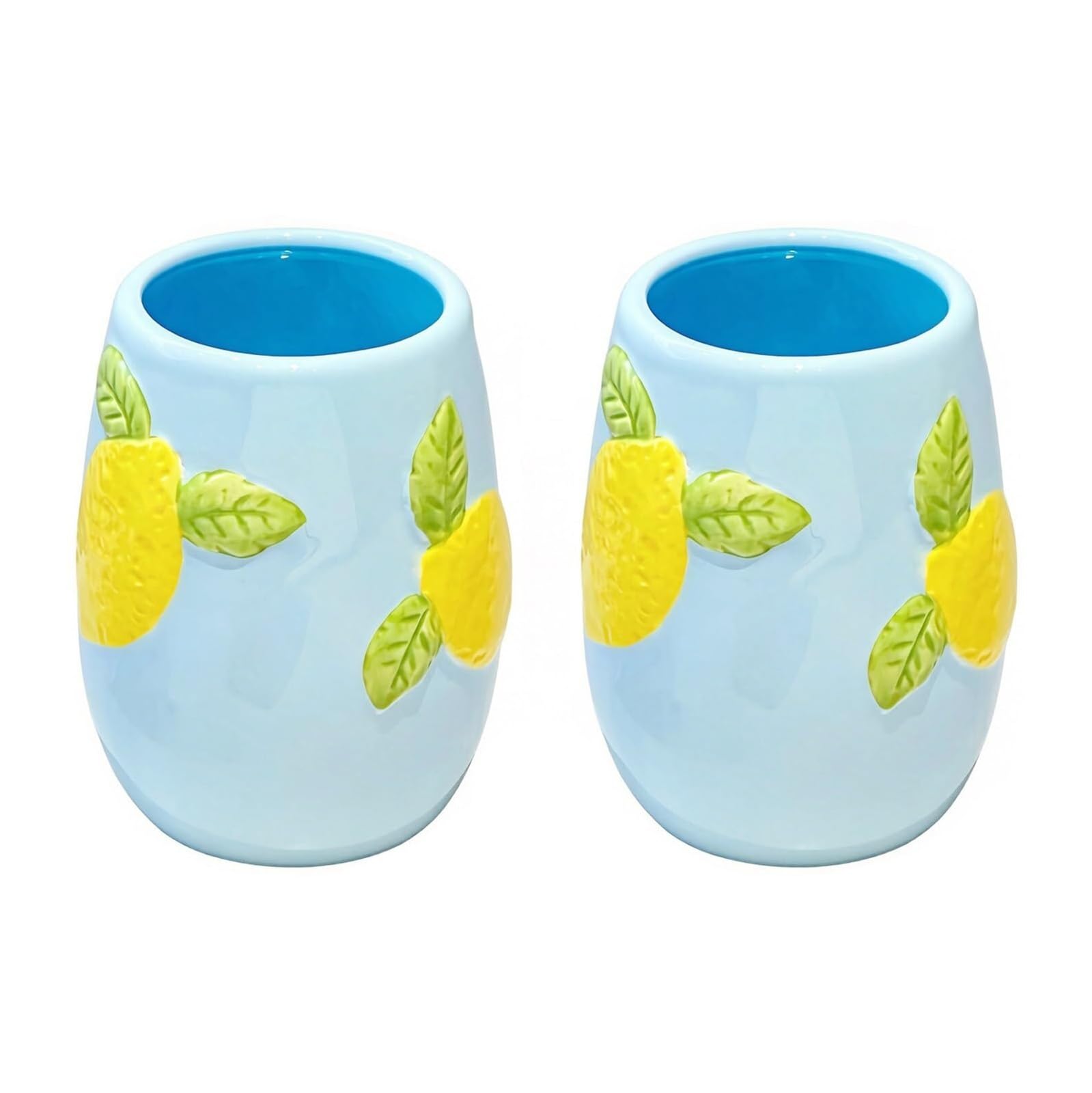 Toothbrush Holder 2 Pcs Ceramic Mouthwash Cup For The Bathroom Cute Lemon Toothbrush Holder Reusable Mouthwash Cup