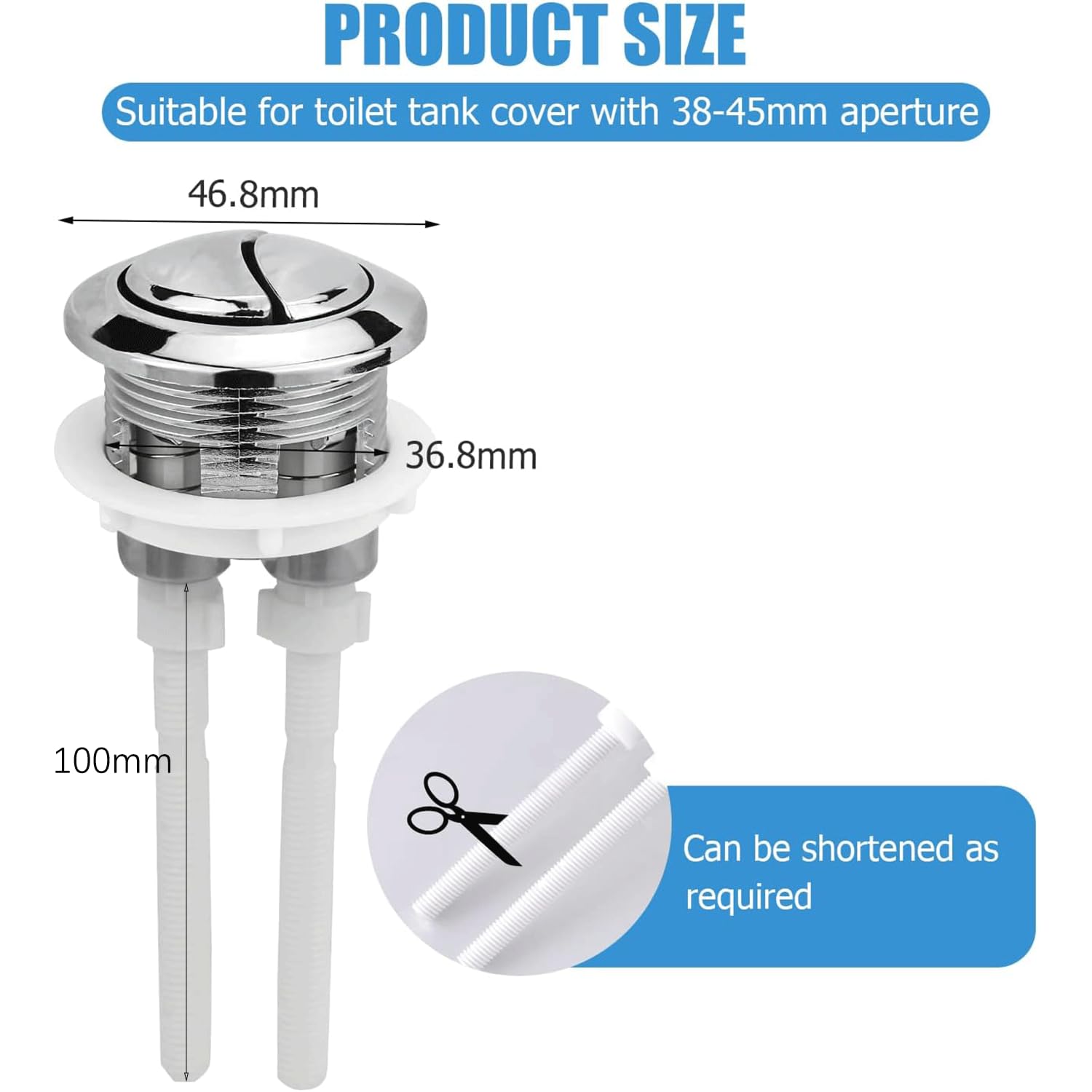 Ancable Botón de descarga de inodoro doble, 2 unidades, accesorios de botón de descarga de inodoro de cabeza redonda para reparación de tanque de agua de baño