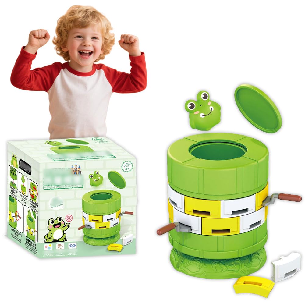 MyrkalaToy Pop Up Games - Mini Wall-Breaking Castle Game - Frog Shape, 2-4 Players Interactive Battle Toy, Fun Family Party Board Game Gift for Children Ages 4+